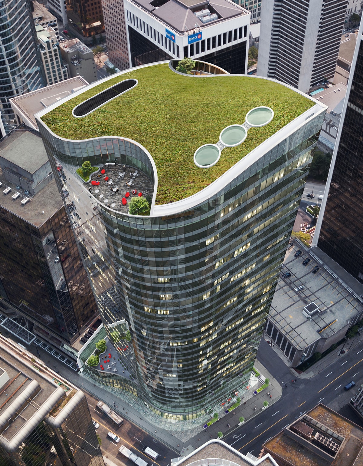 A singular form of glass, concrete and steel